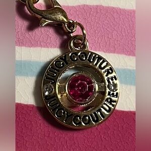 Juicy Couture Gold Necklace with Pink Rhinestone Pendant